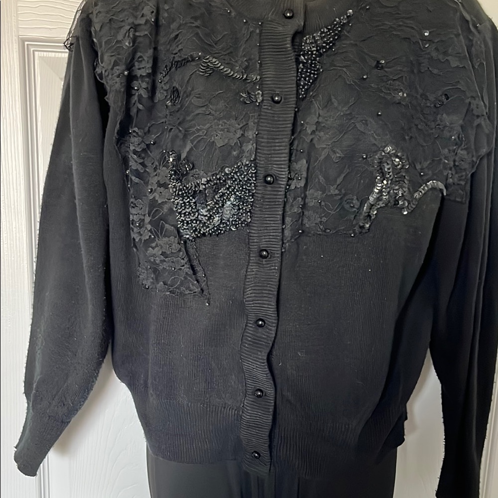 Black Beaded Cardigan